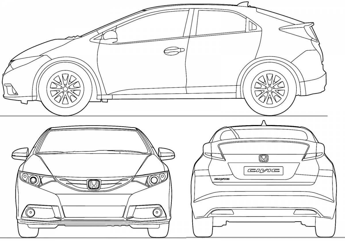 Славная страница раскраски honda civic