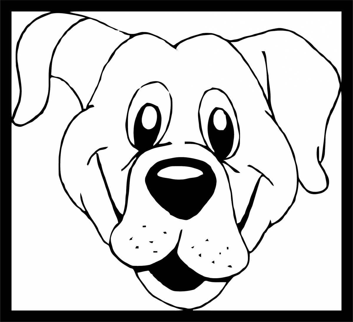 Colorful dog head coloring page