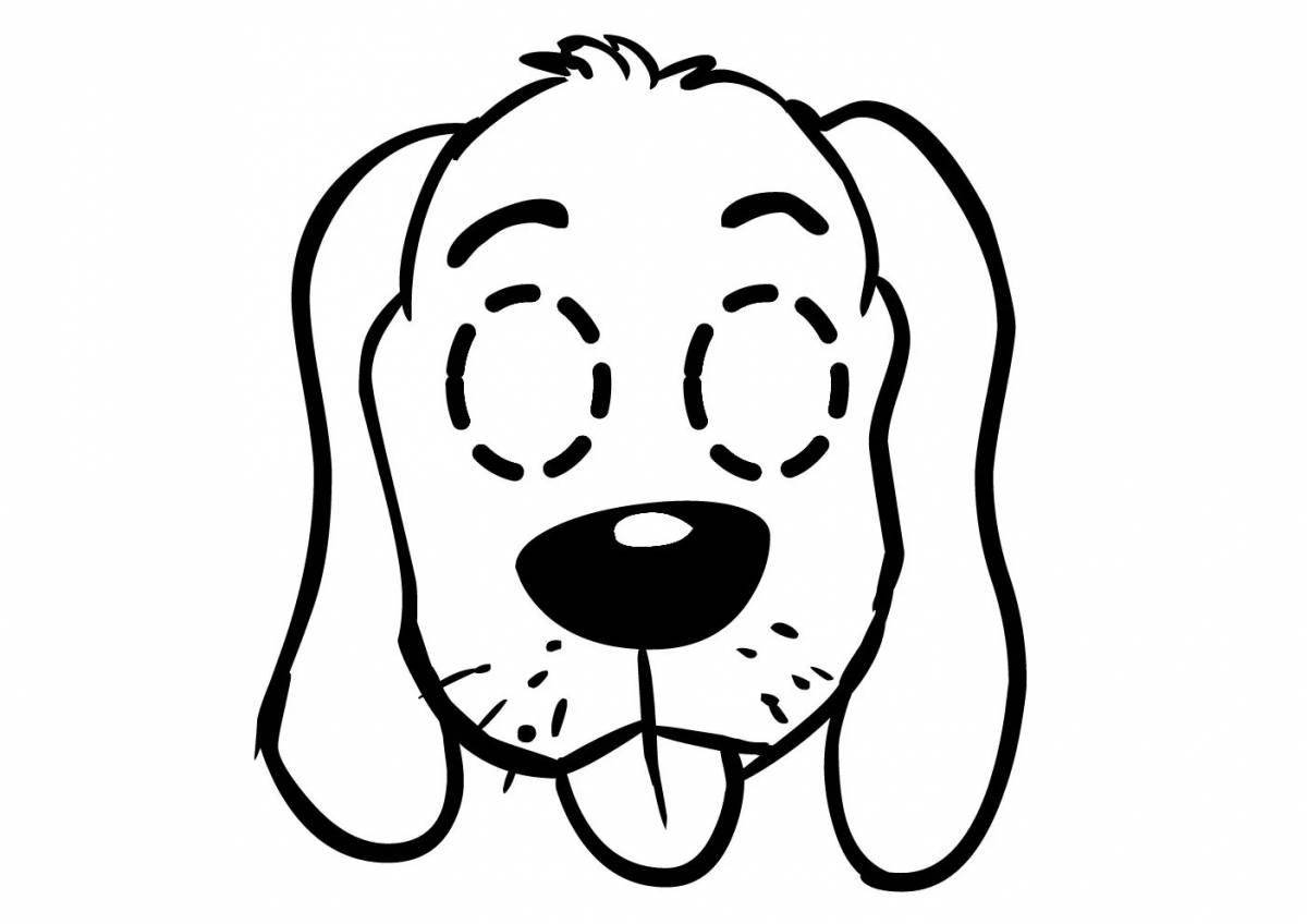 Fluffy dog ​​head coloring page