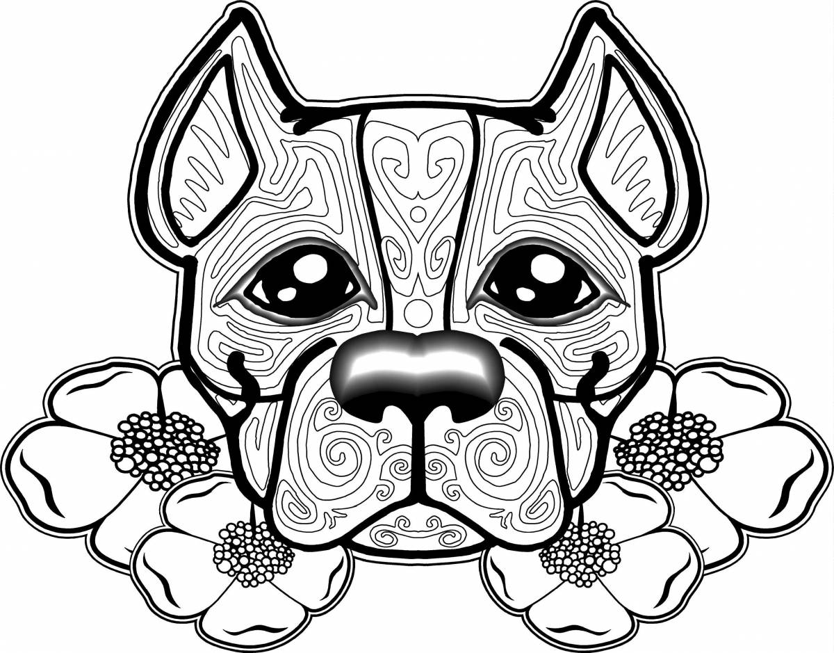 Coloring book bold dog head