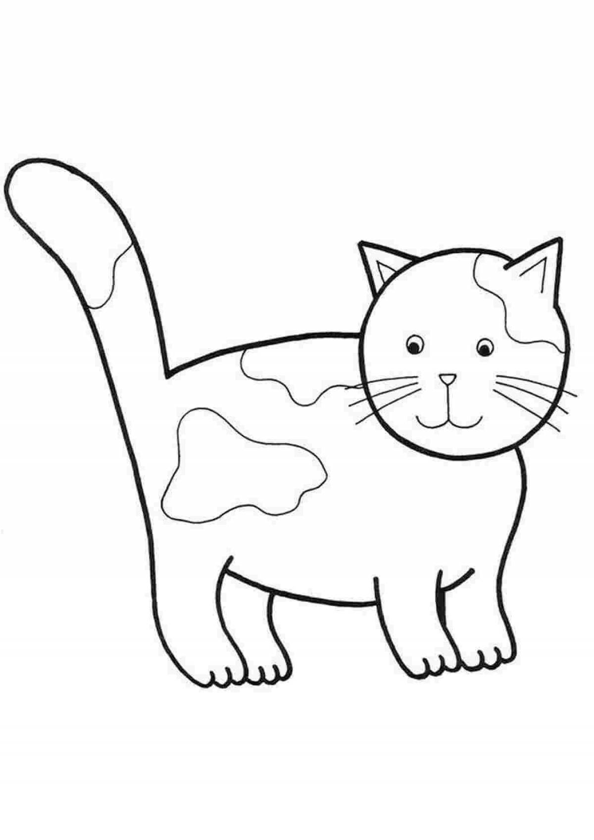 Забавная раскраска кошка простая