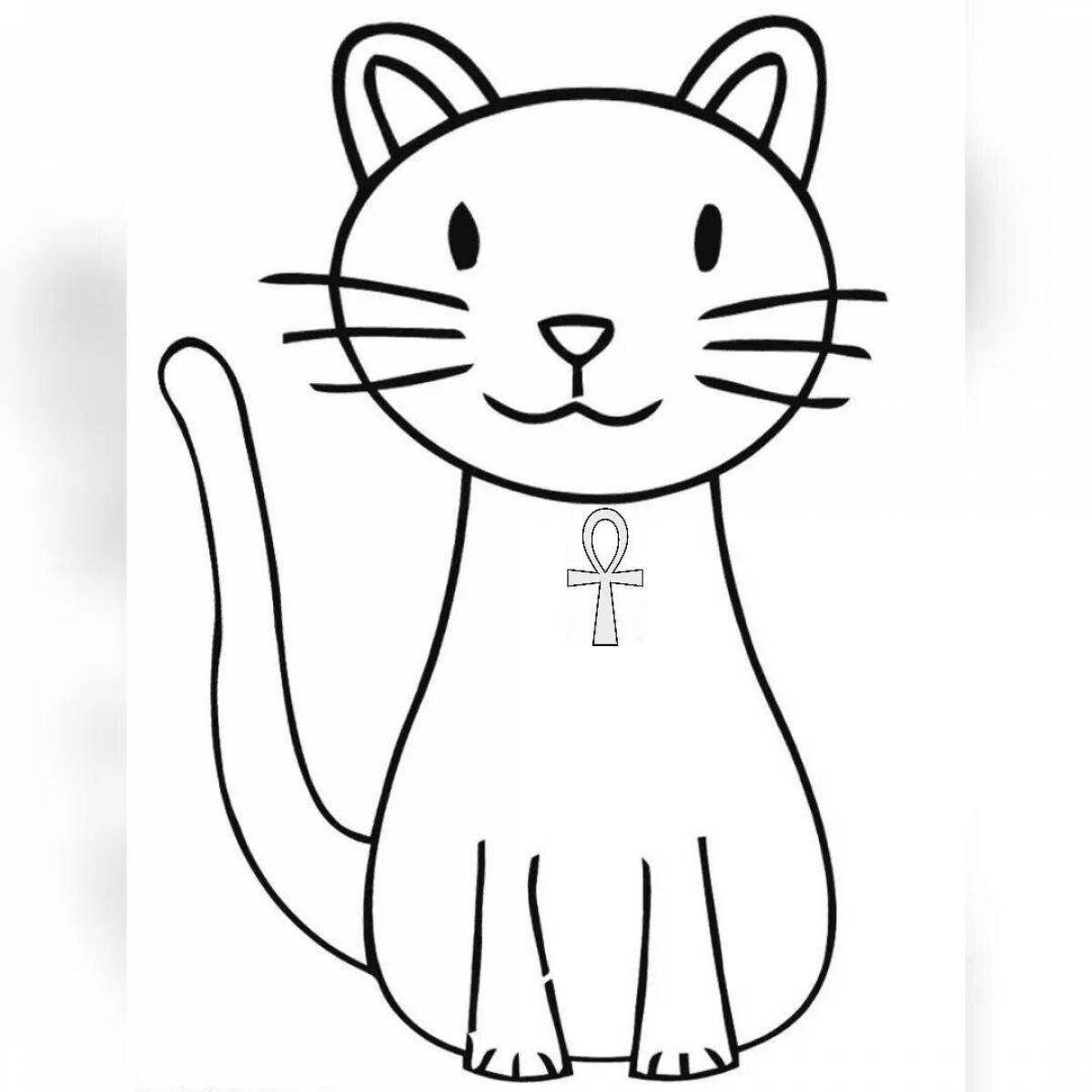 Peaceful cat coloring simple