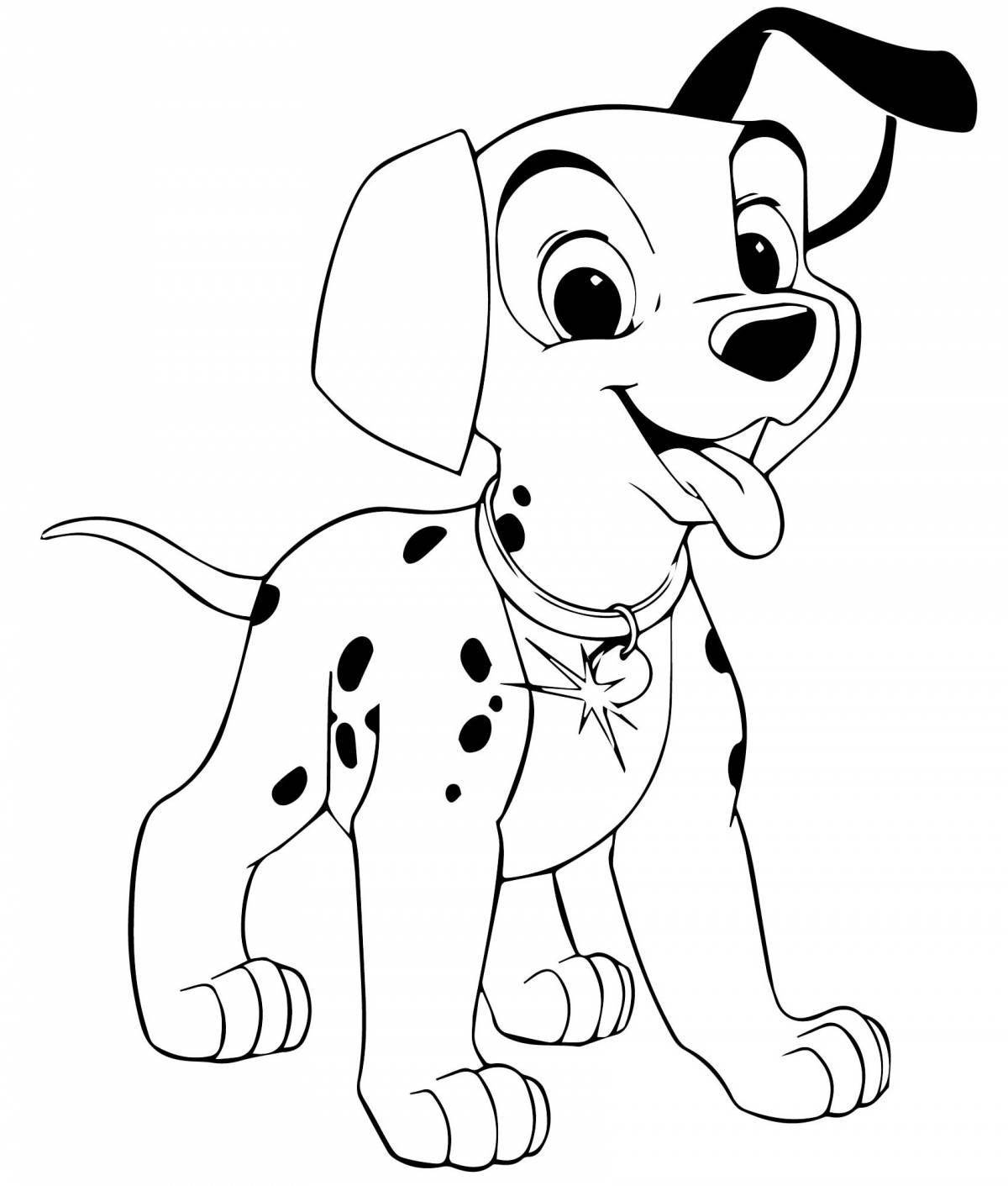 Playful cartoon dog coloring book