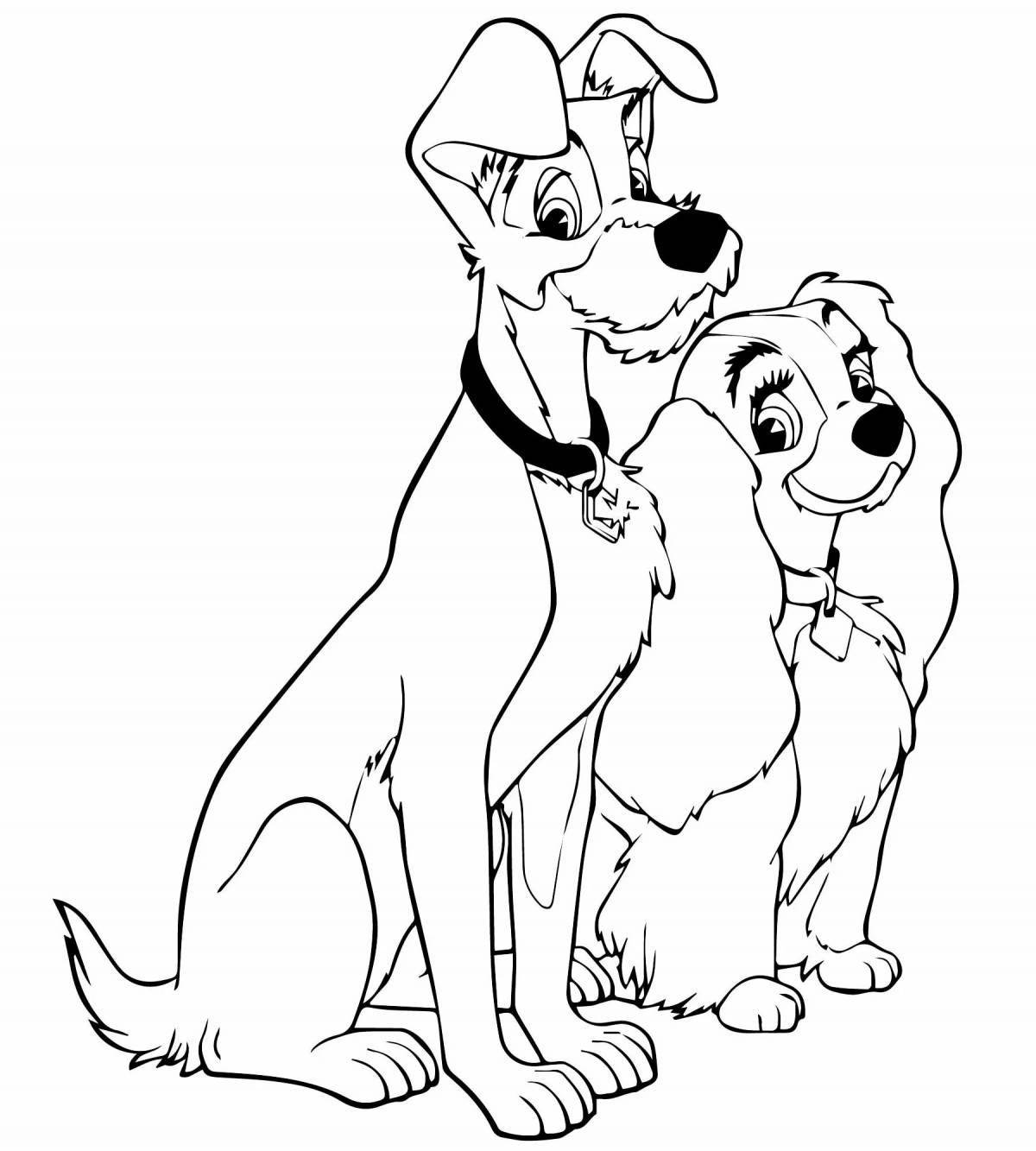 Coloring book smiling cartoon dog
