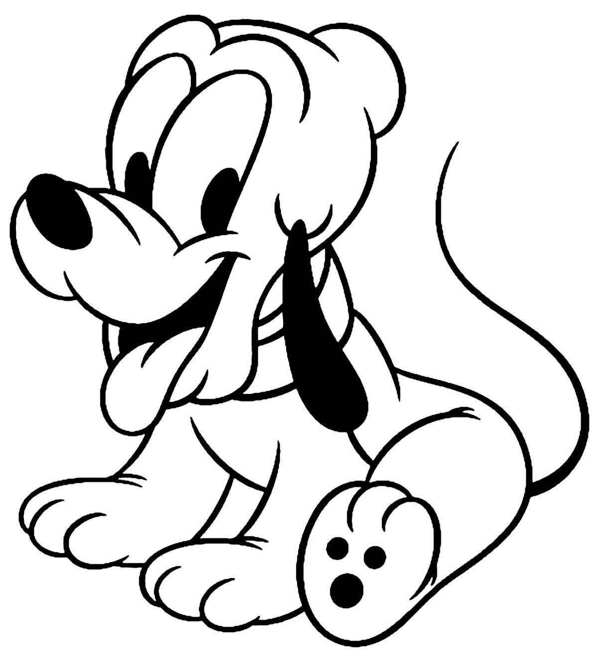 Coloring book excited cartoon dog