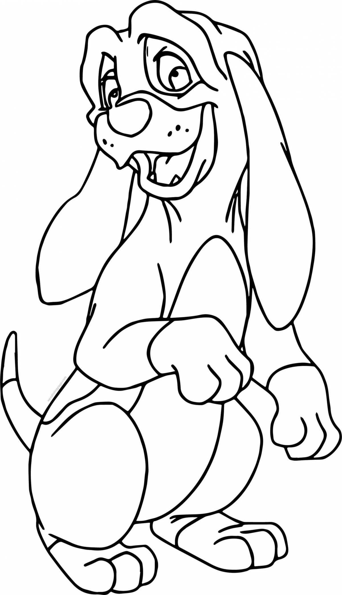 Coloring book inquisitive cartoon dog