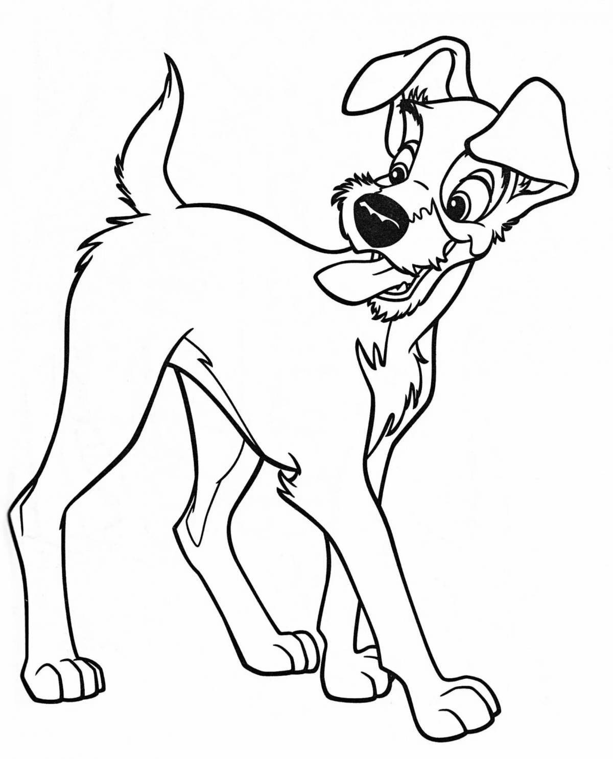 Funny cartoon coloring dog