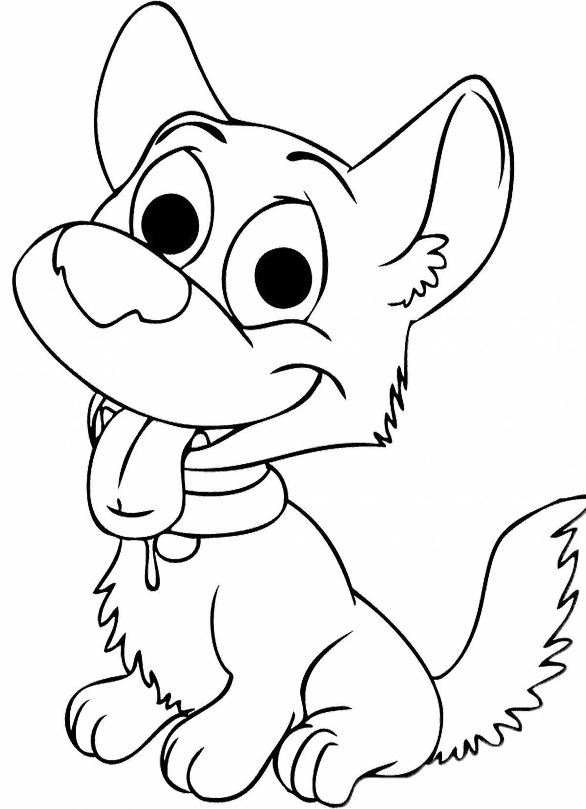 Coloring animated cartoon dog
