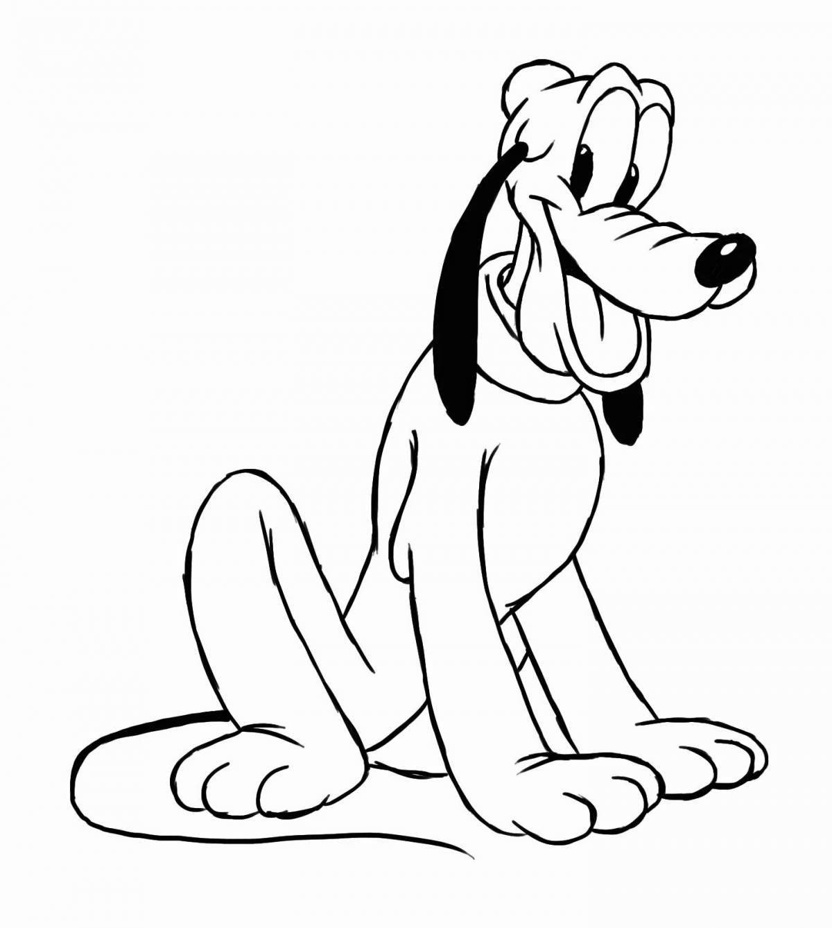Coloring book playful cartoon dog