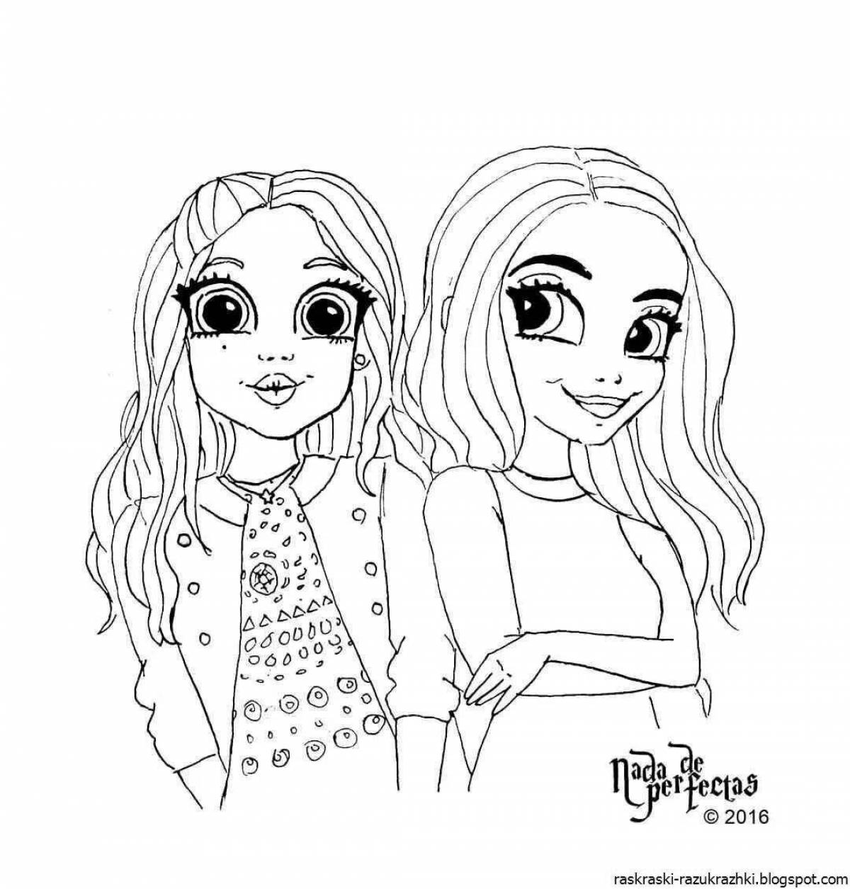 Three friends coloring page