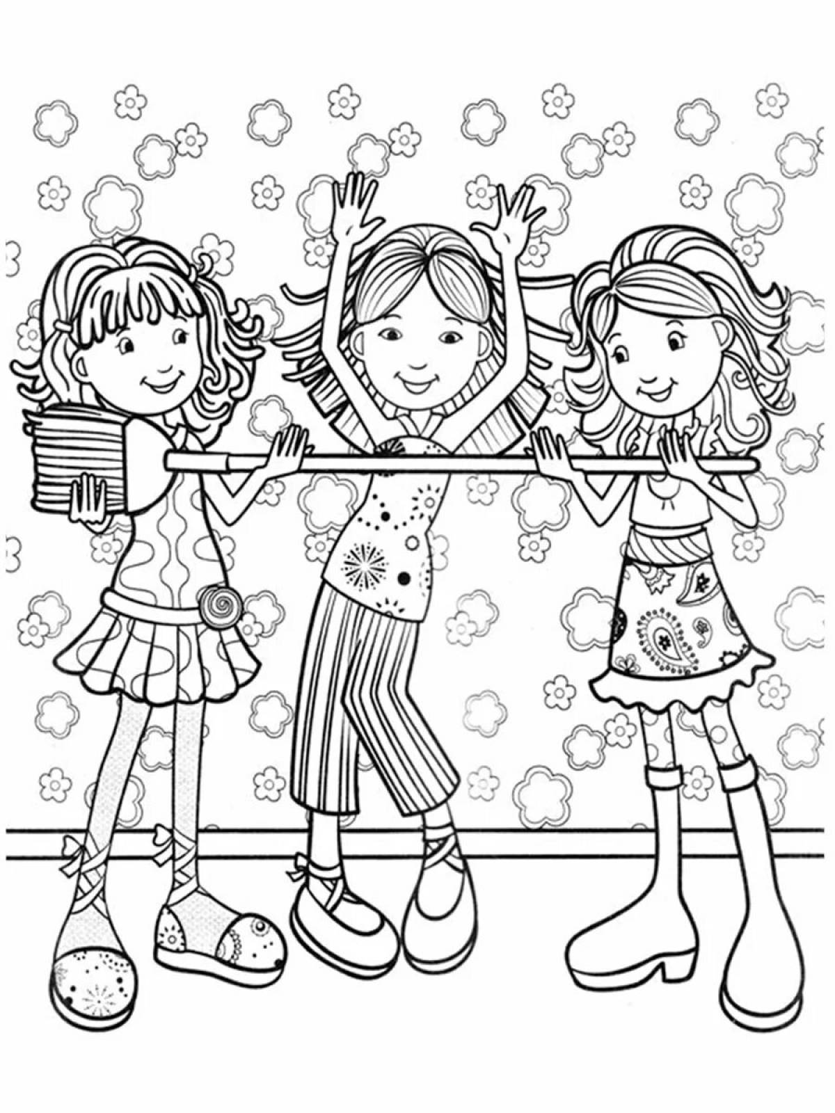 Fancy coloring three girlfriends