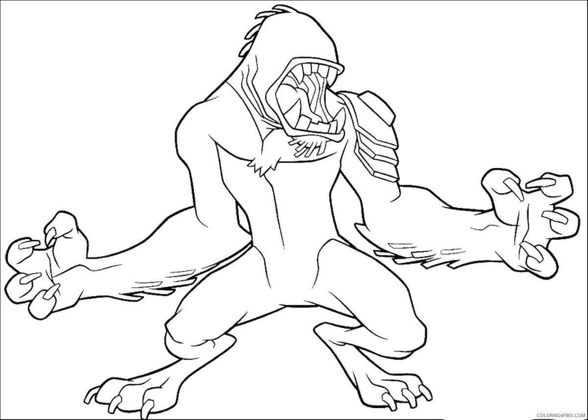 Coloring page friendly shy monster