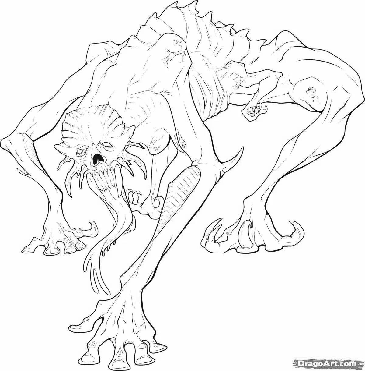 Coloring page adorable shy monster