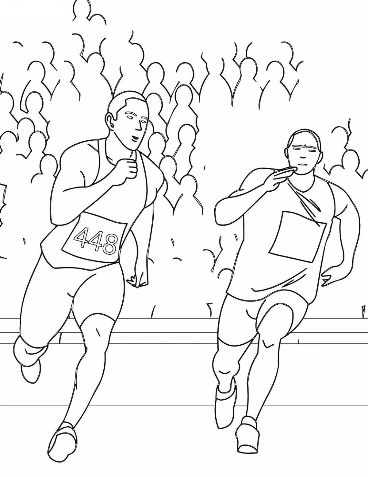 Colorful athletics coloring page
