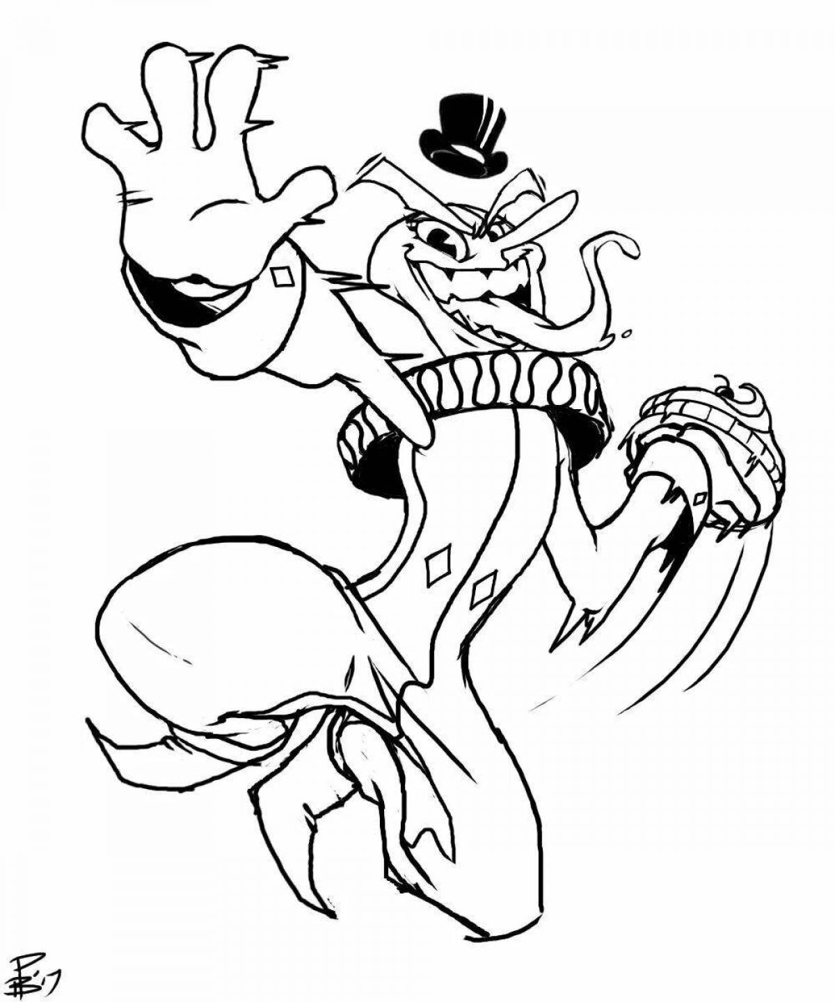 Coloring page of dazzling cuphead bosses