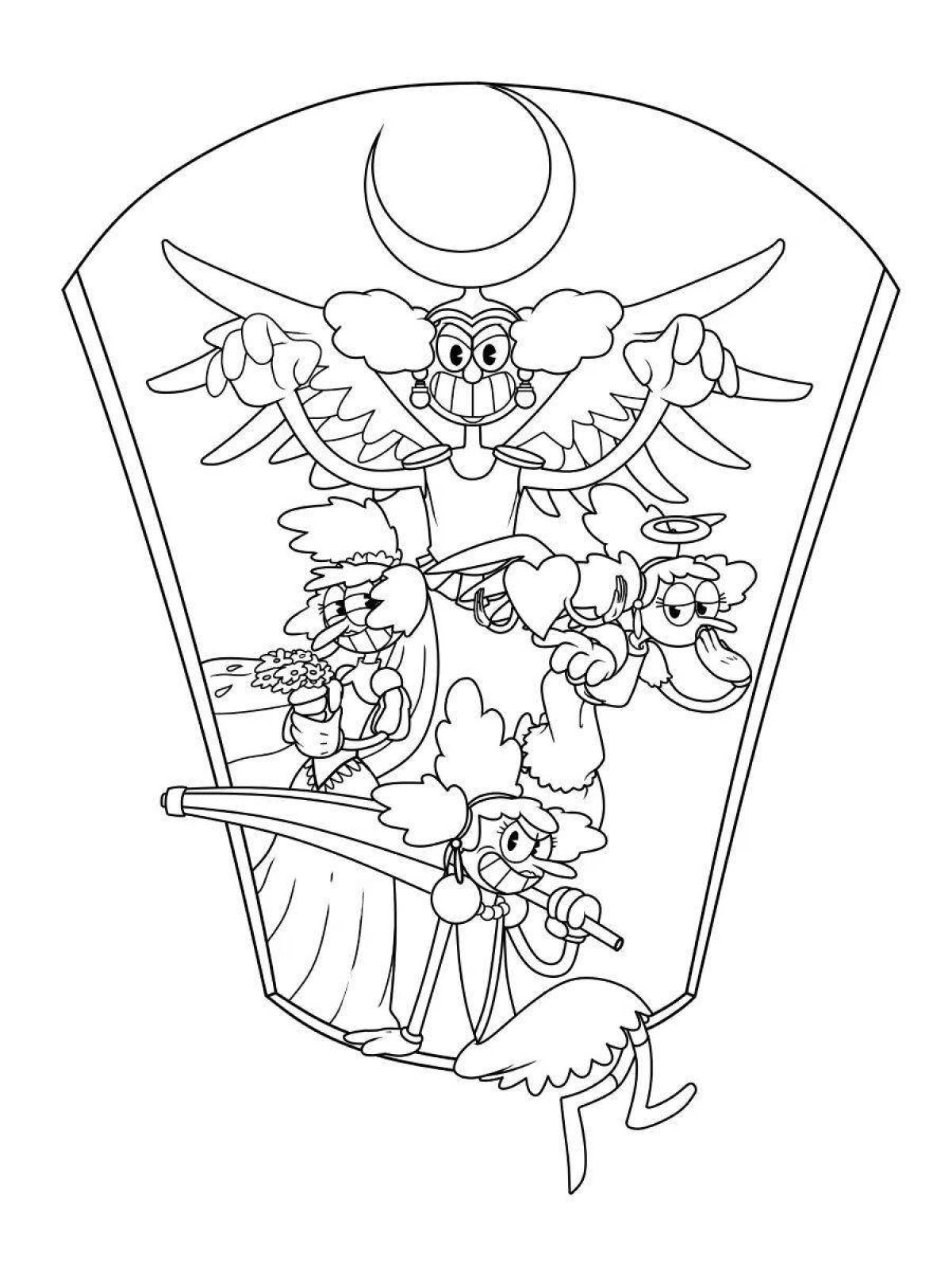 Playful cuphead boss coloring page