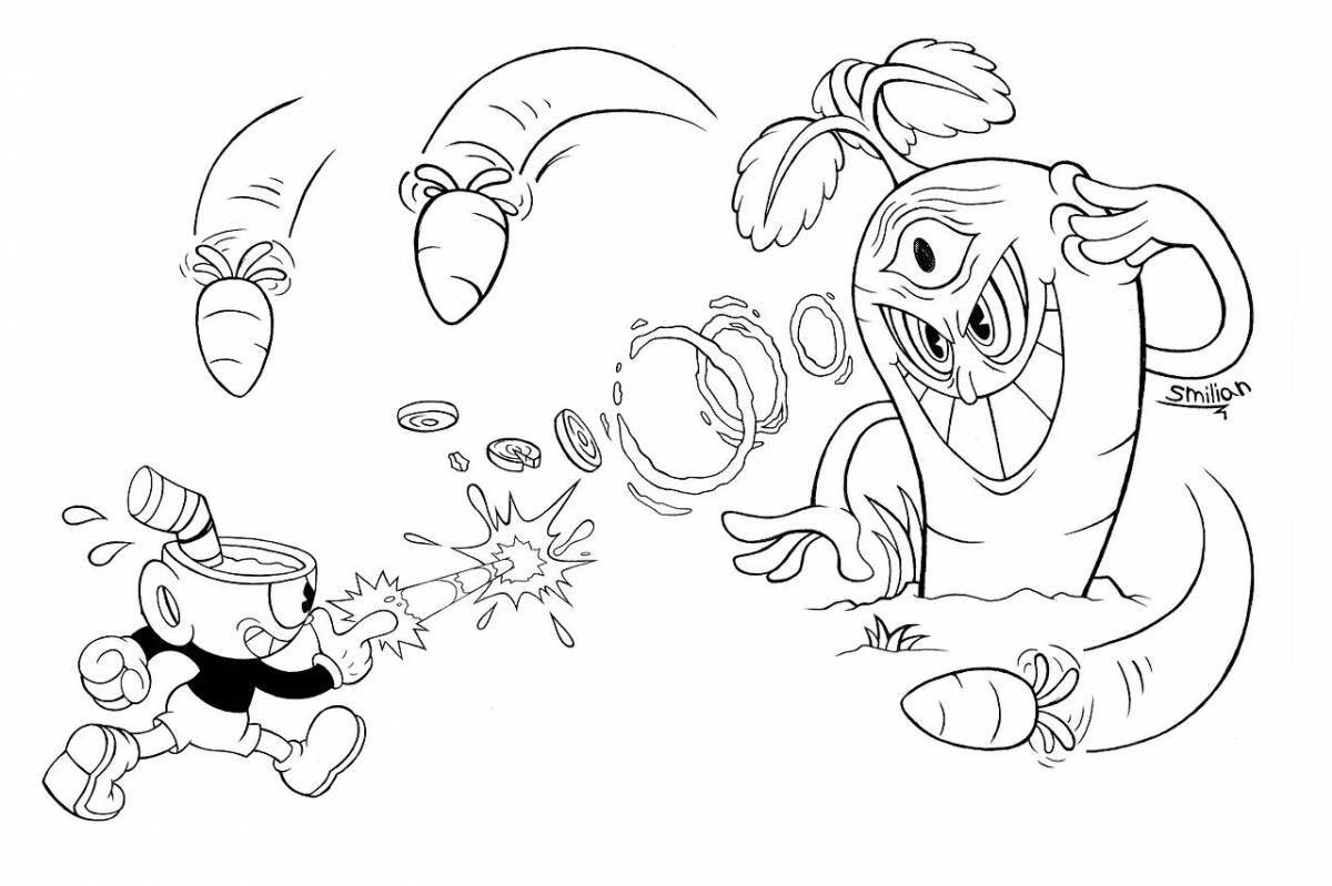 Animated cuphead boss coloring page
