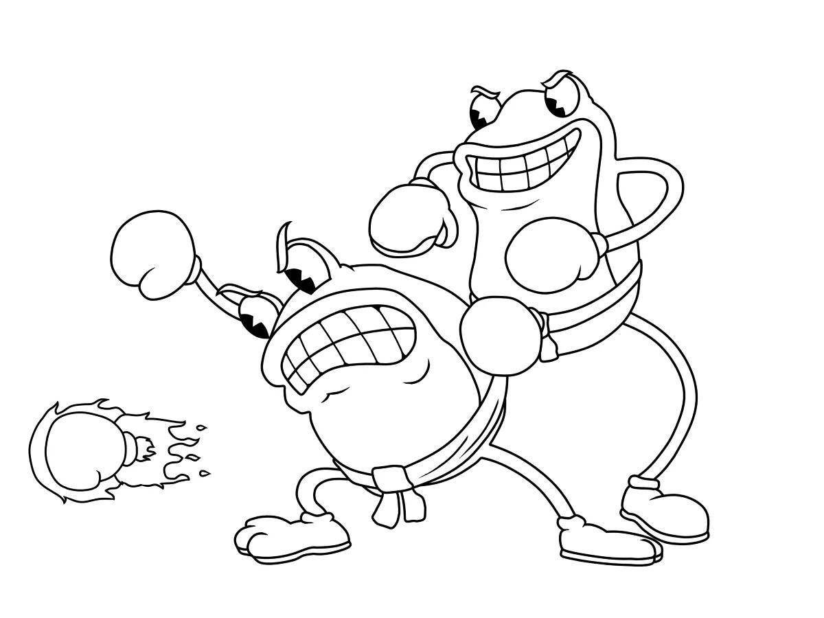 Detailed cuphead boss coloring page