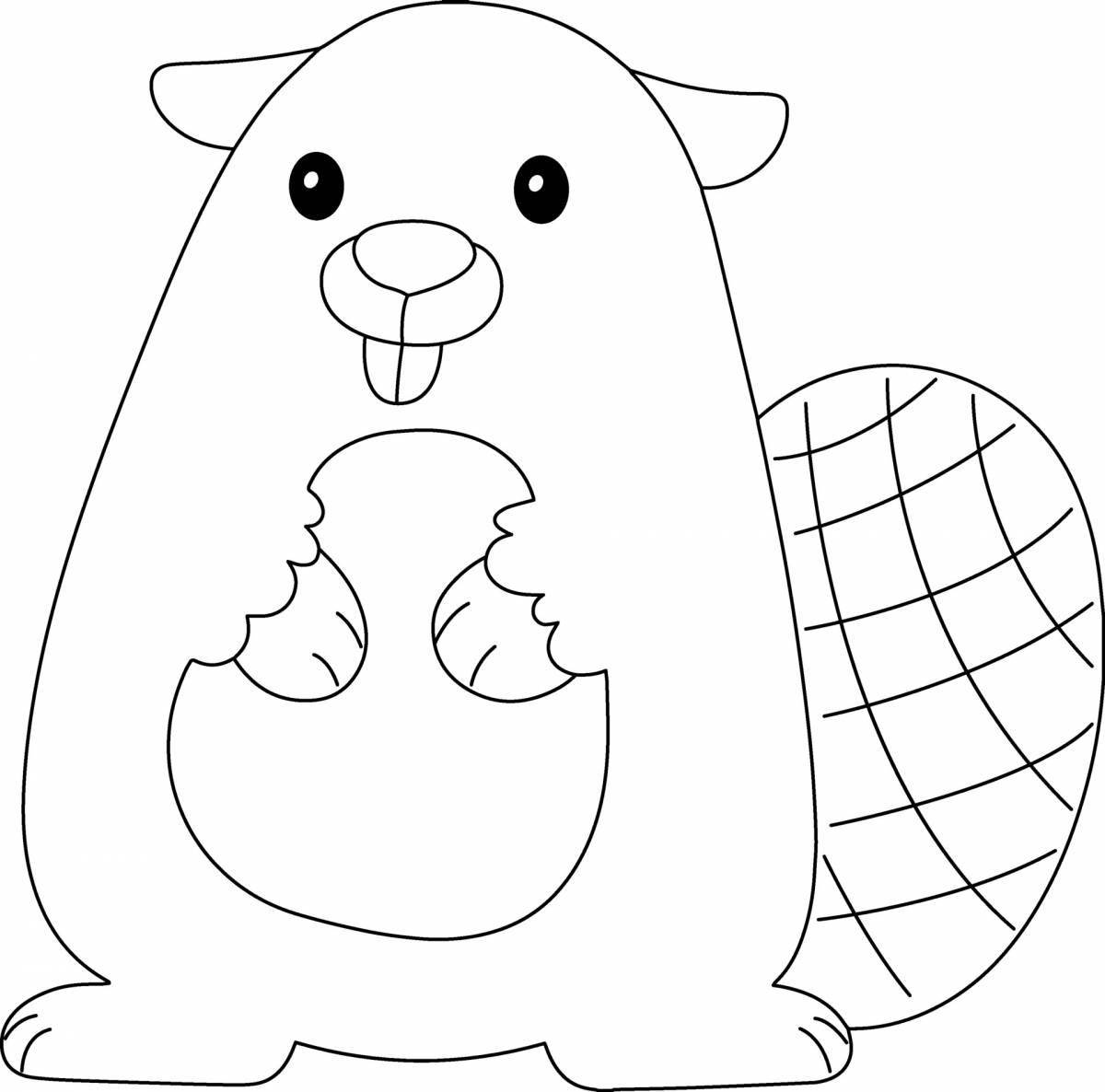 Adorable beaver coloring page