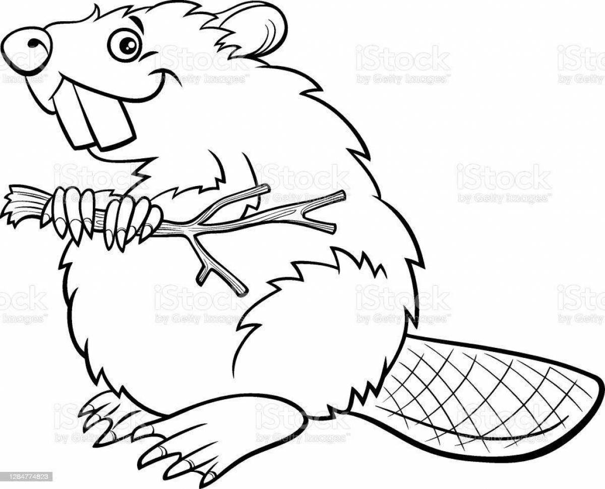 Attractive beaver coloring page