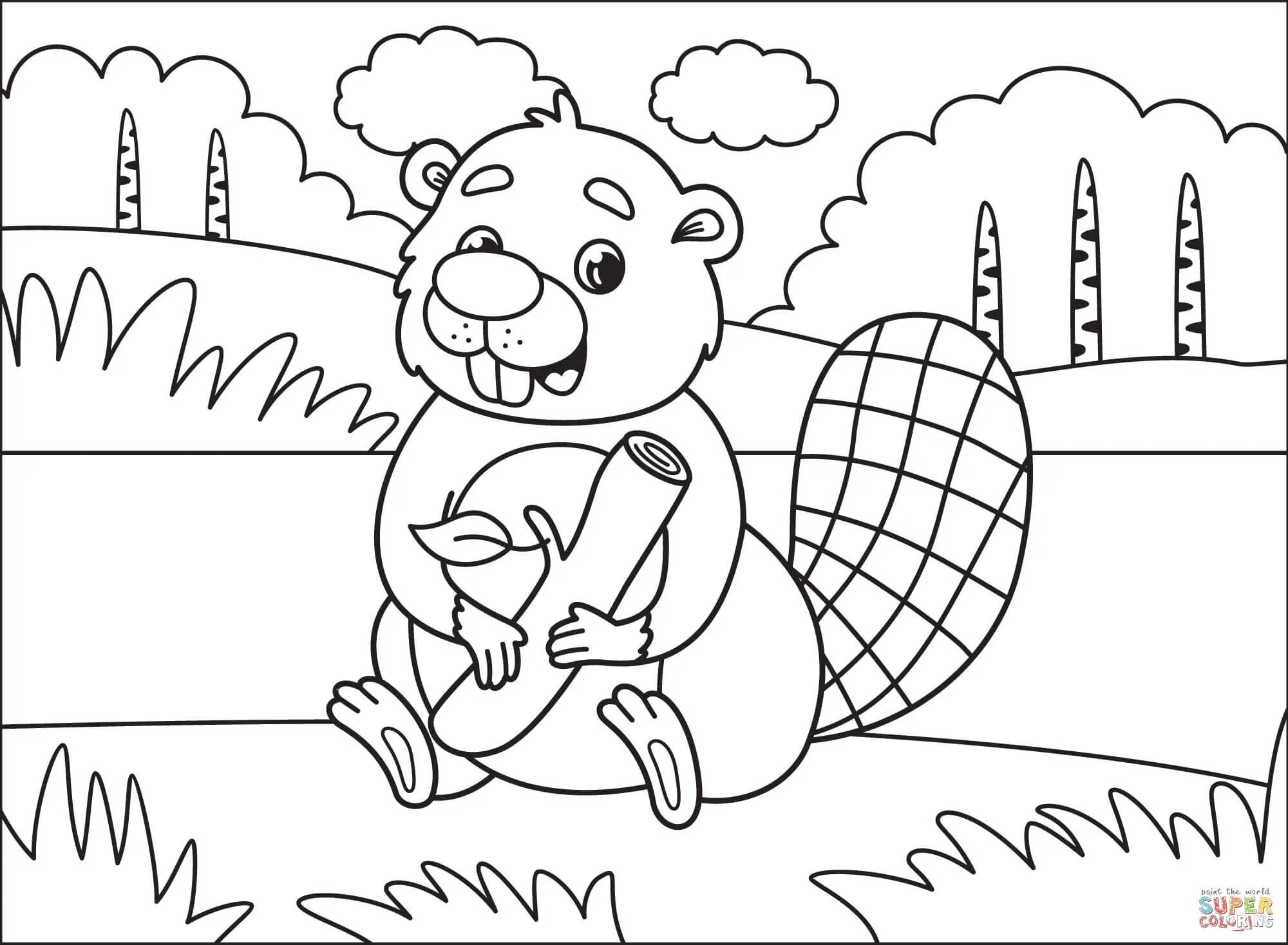 Fabulous beaver coloring page