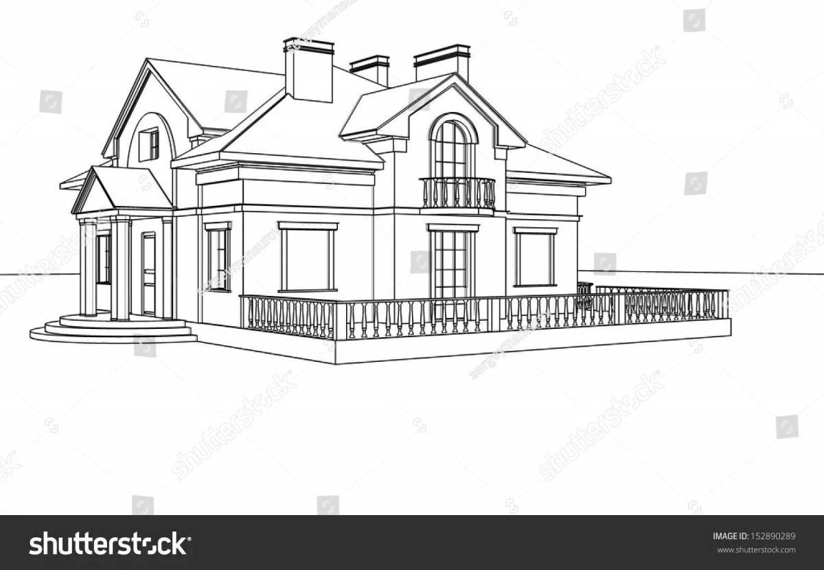 Intricate house coloring design