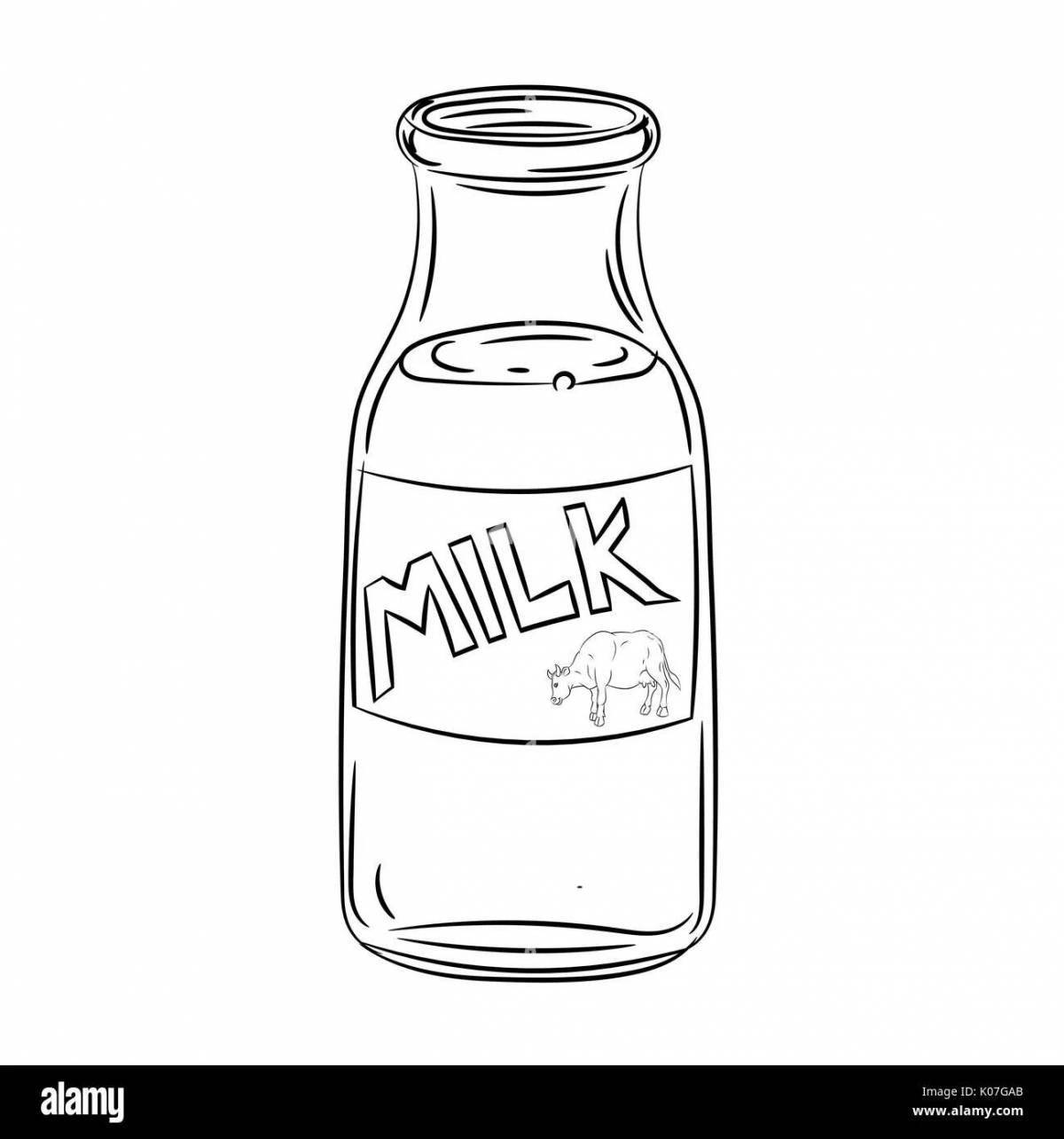 Раскраска красочная бутылка молока