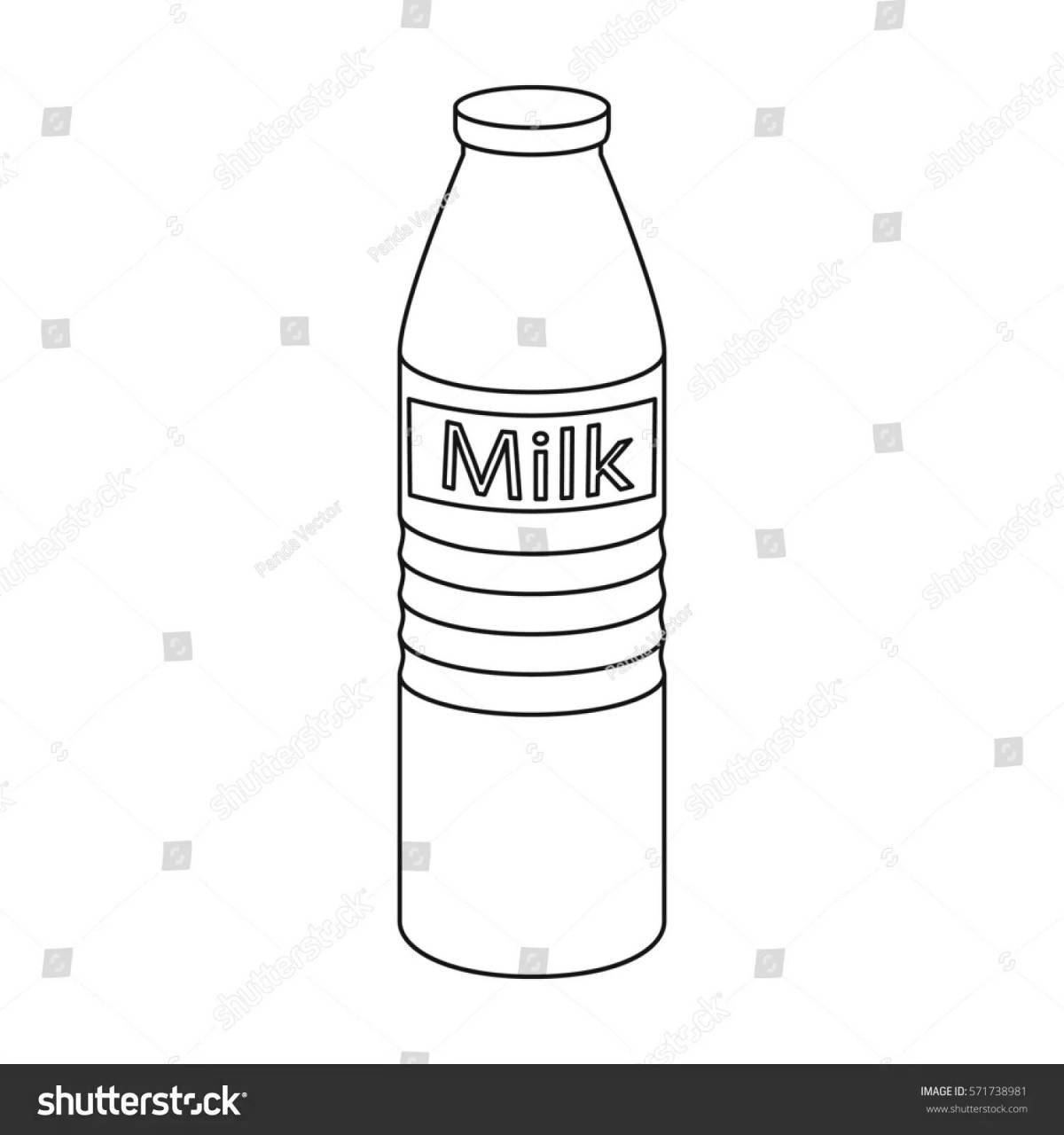 Coloring page happy bottle of milk