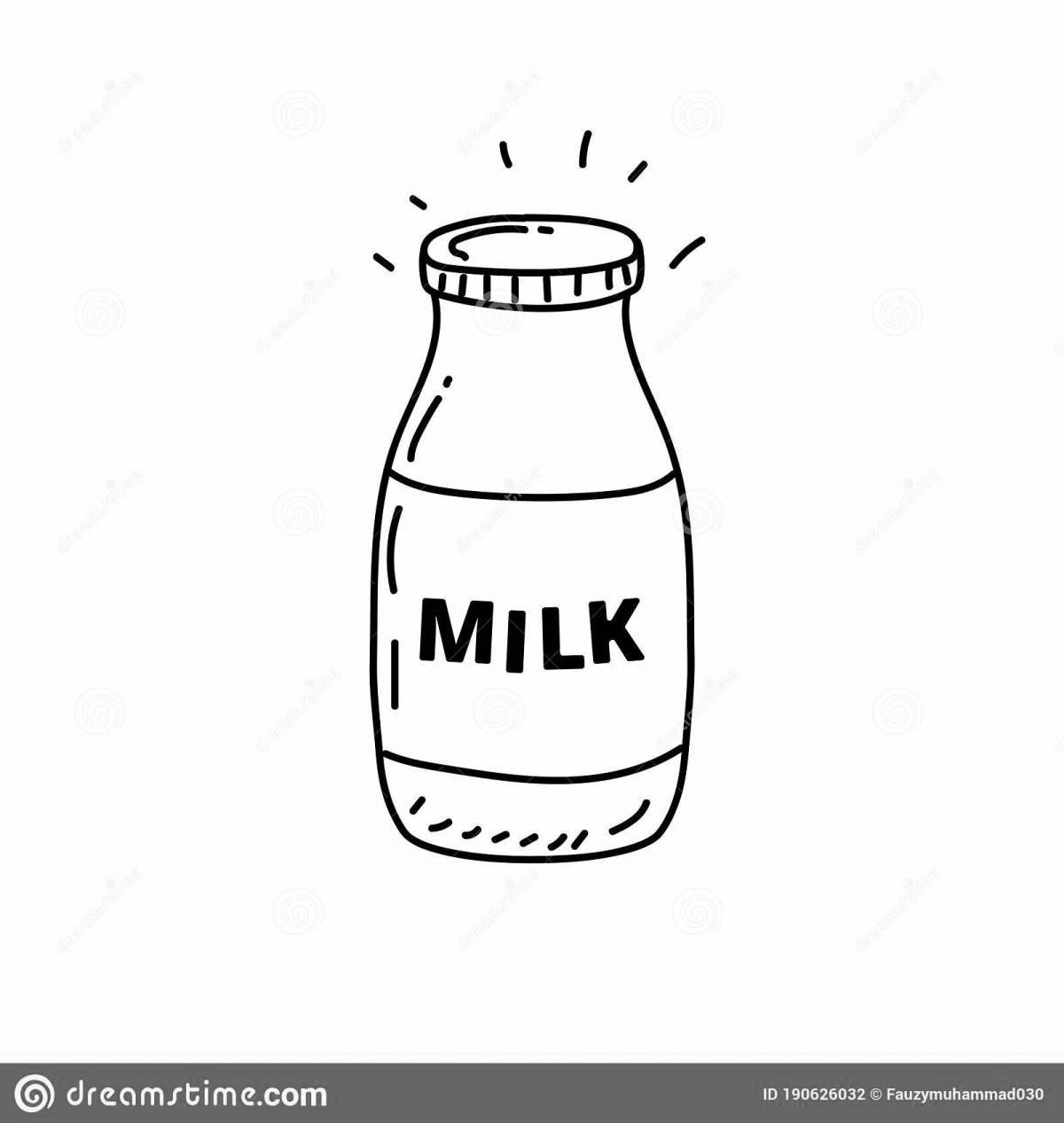Раскраска веселая бутылка молока
