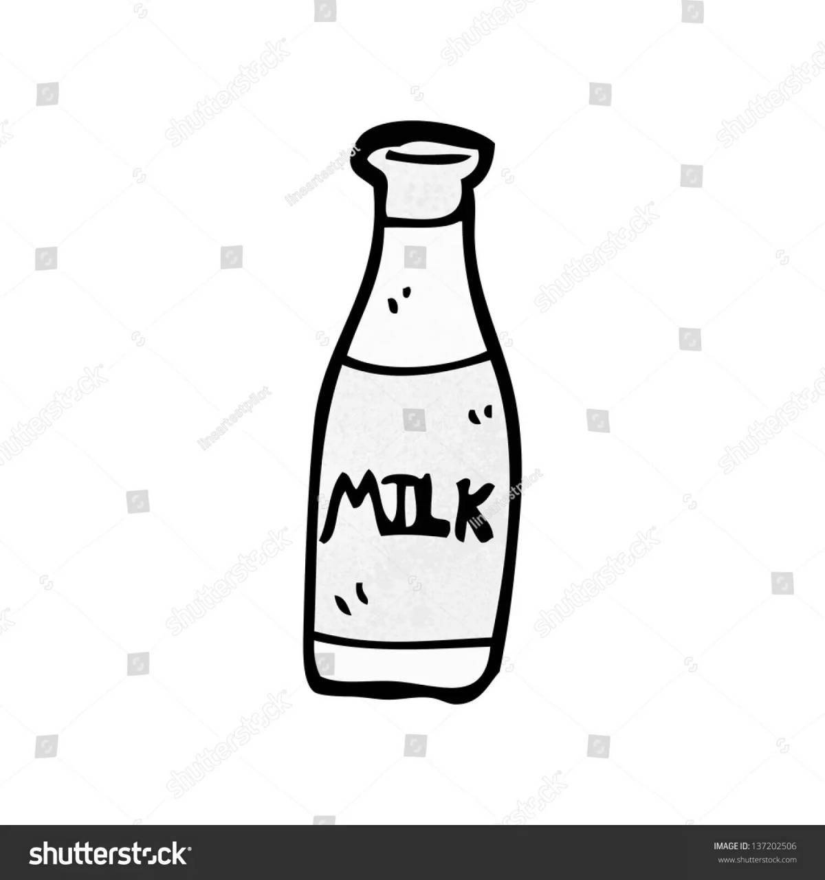 Colouring bottle of sparkling milk