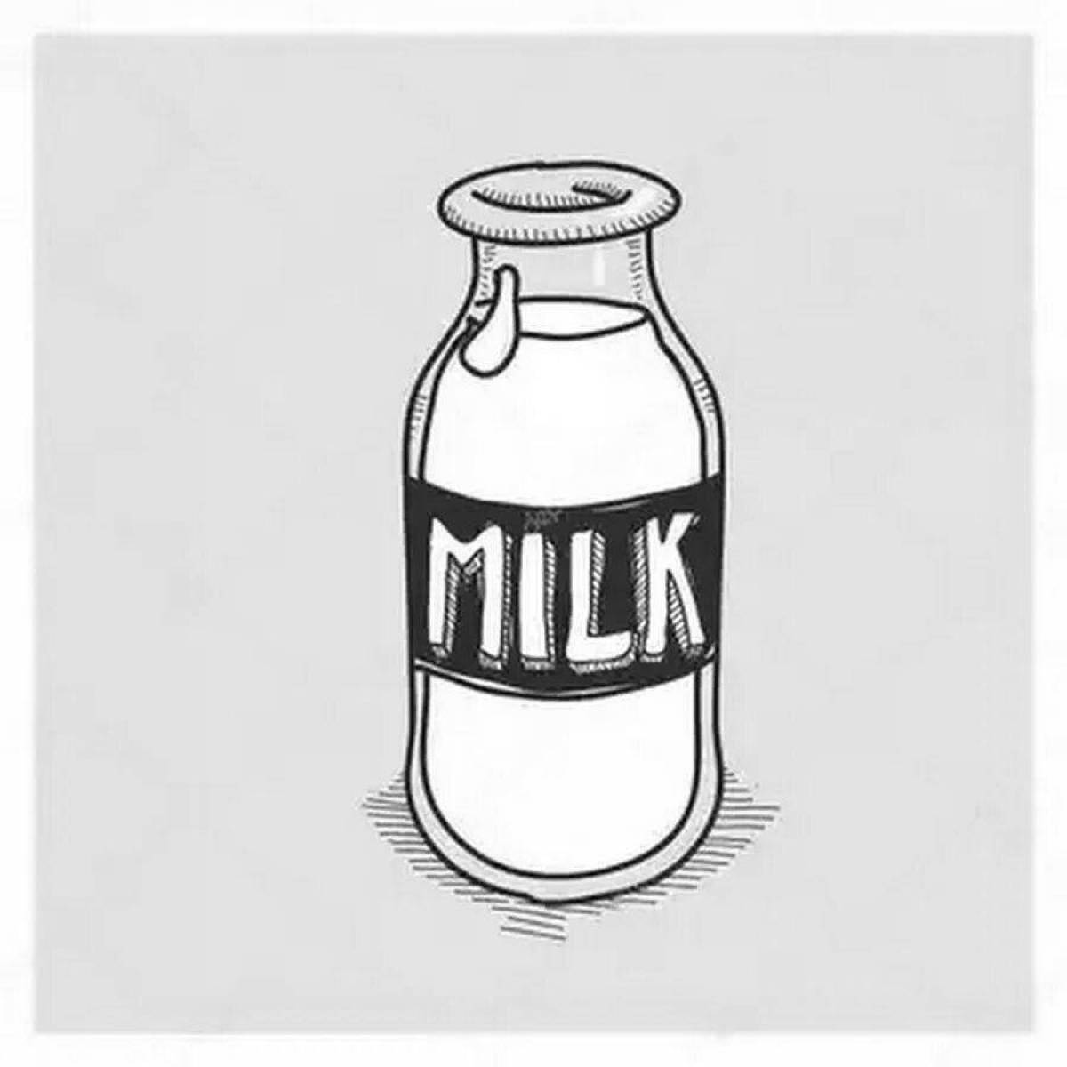 Раскраска взрывная бутылка молока