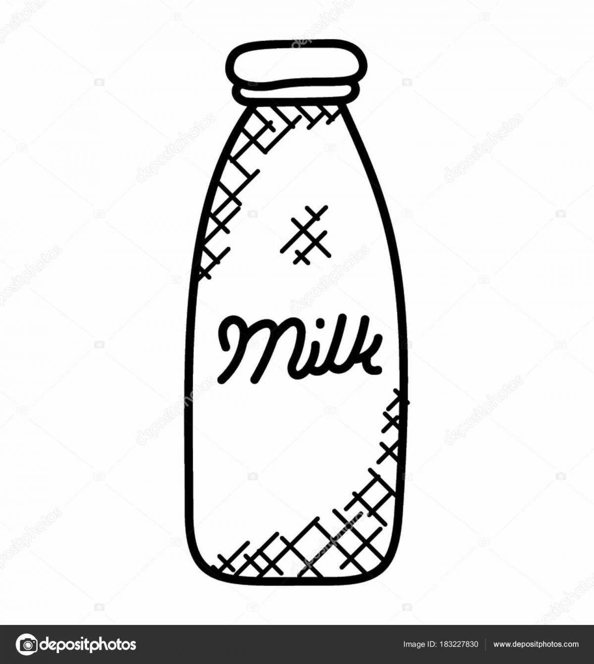 Colouring overflowing bottle of milk