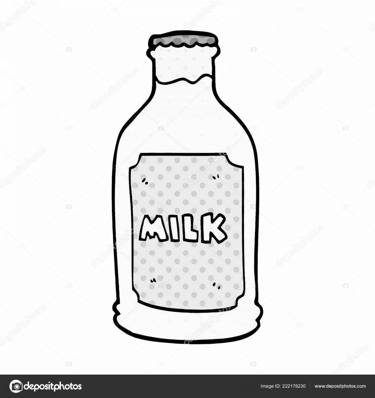 Coloring a bottle of milk in a colored package