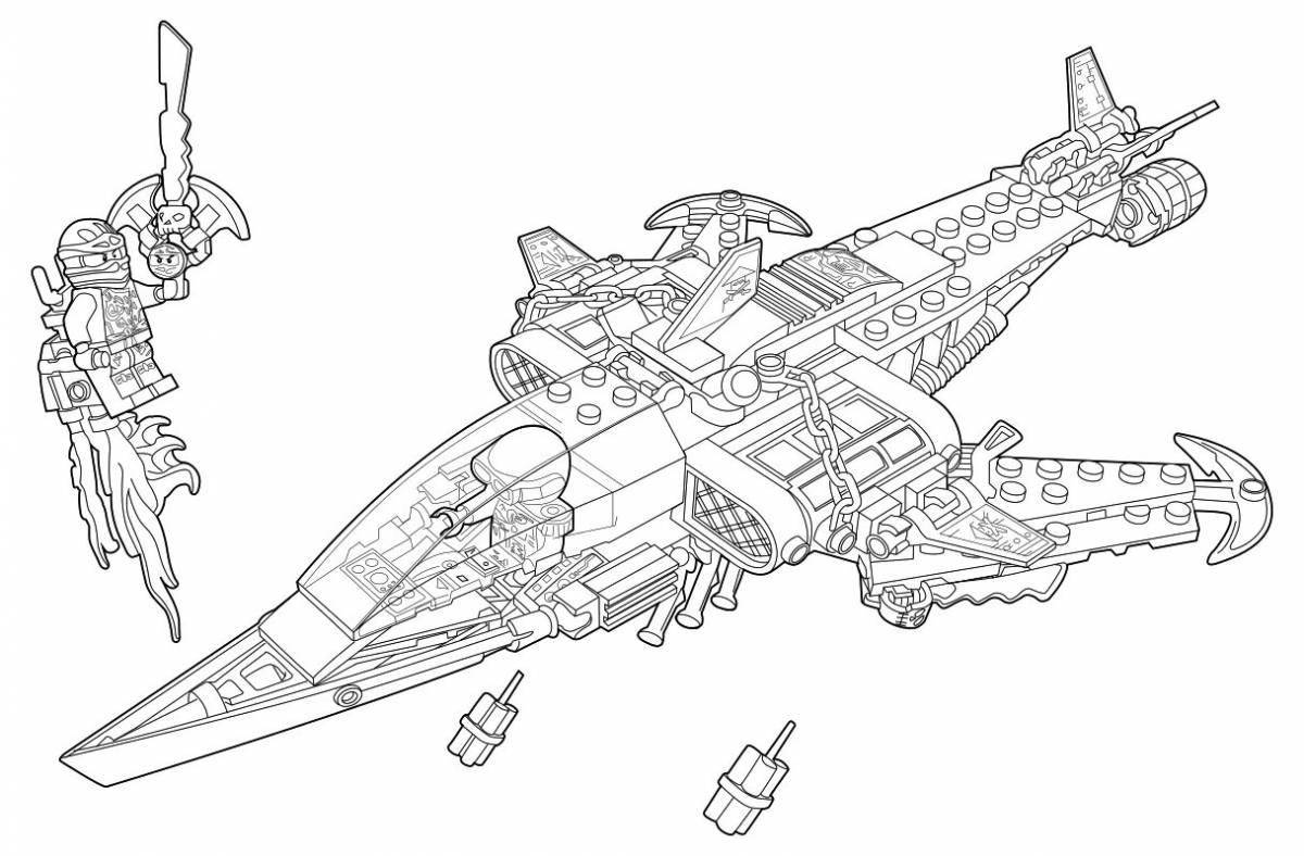 Bright lego plane coloring page