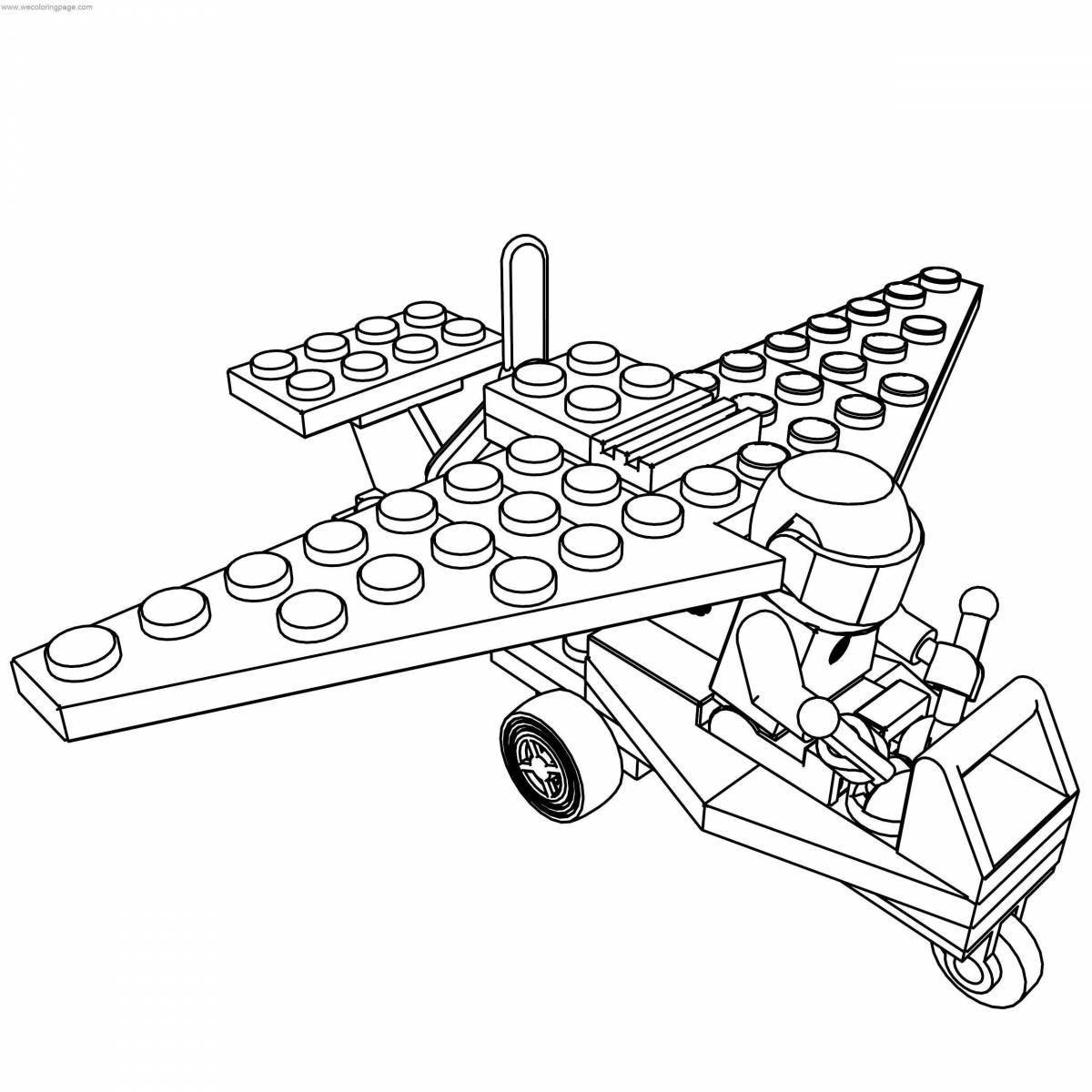 Exciting lego plane coloring page
