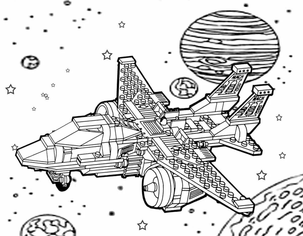 Exquisite lego plane coloring page