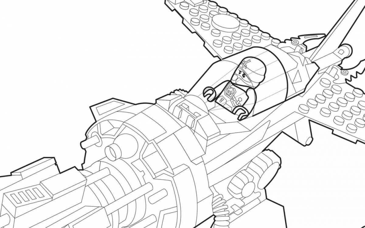 Intriguing lego plane coloring page
