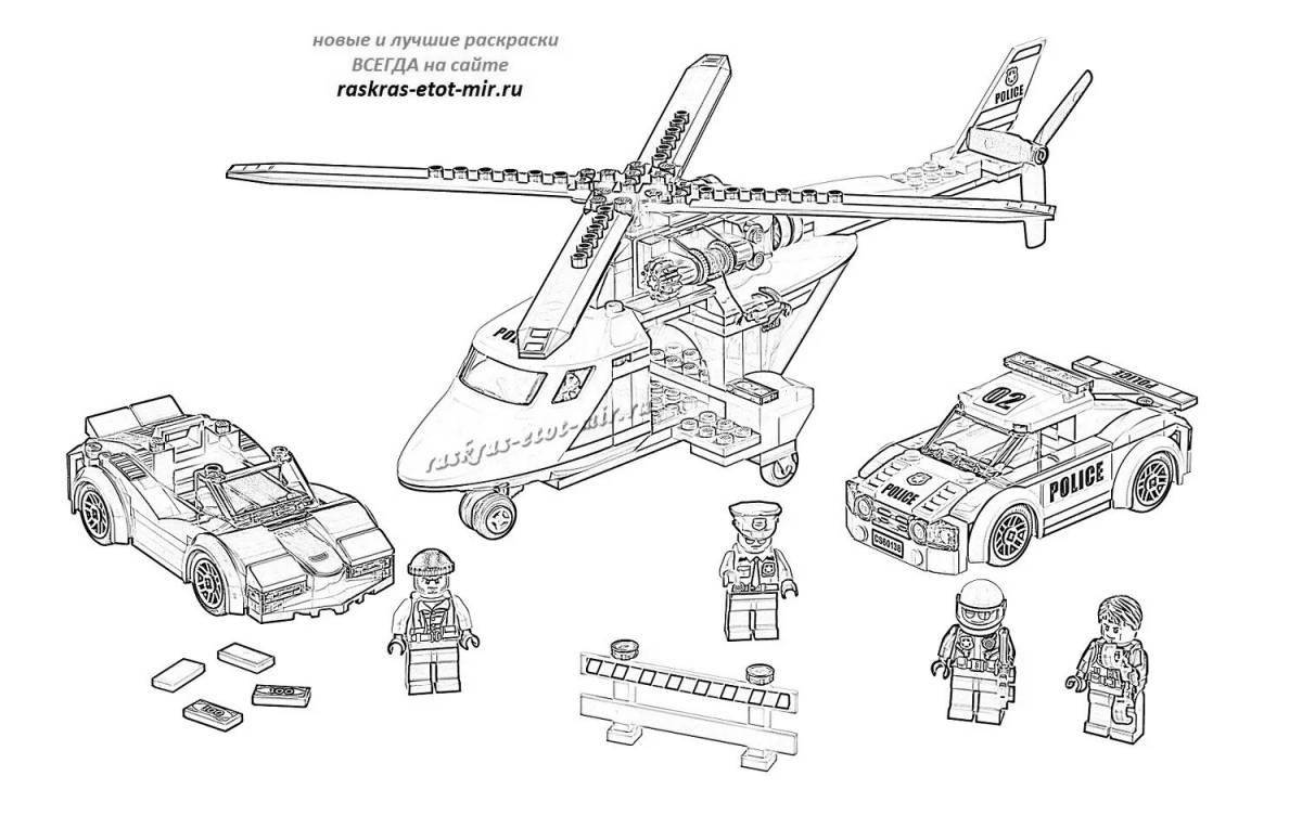 Animated lego plane coloring page