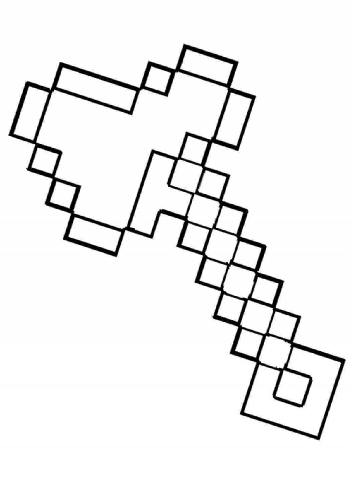 Hypnotic minecraft hoe coloring page