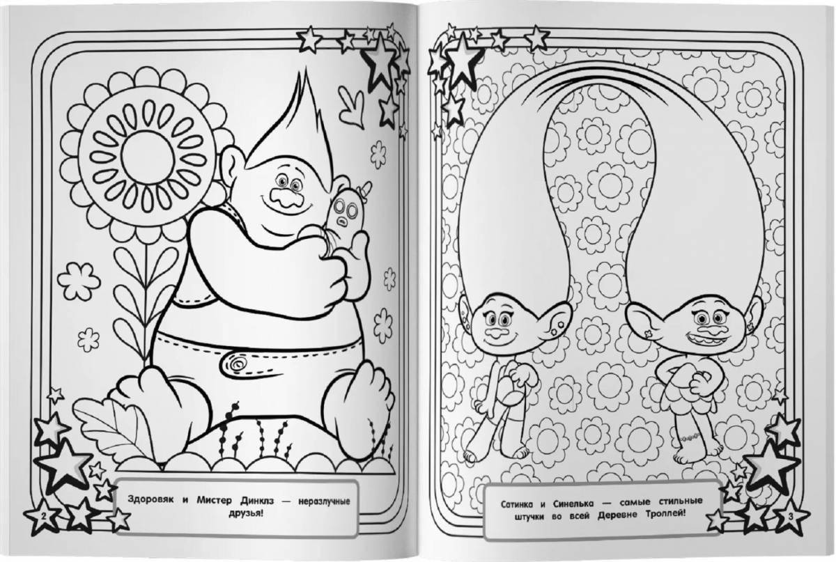 Charming rock trolls coloring book