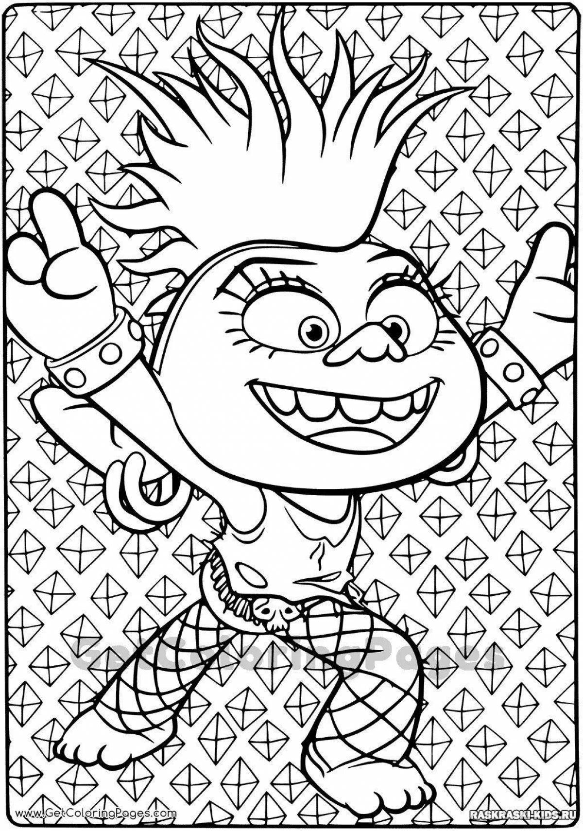 Awesome rock trolls coloring pages