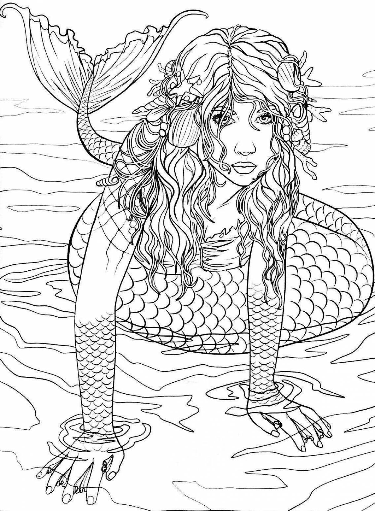 Radiant coloring page mermaid complex