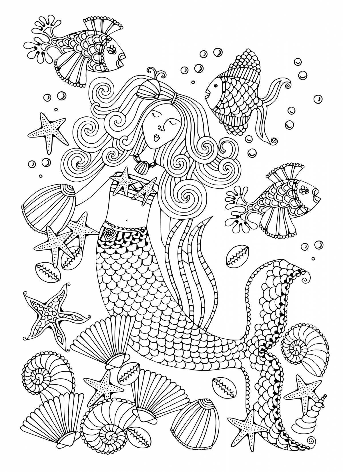 Delightful coloring mermaid complex