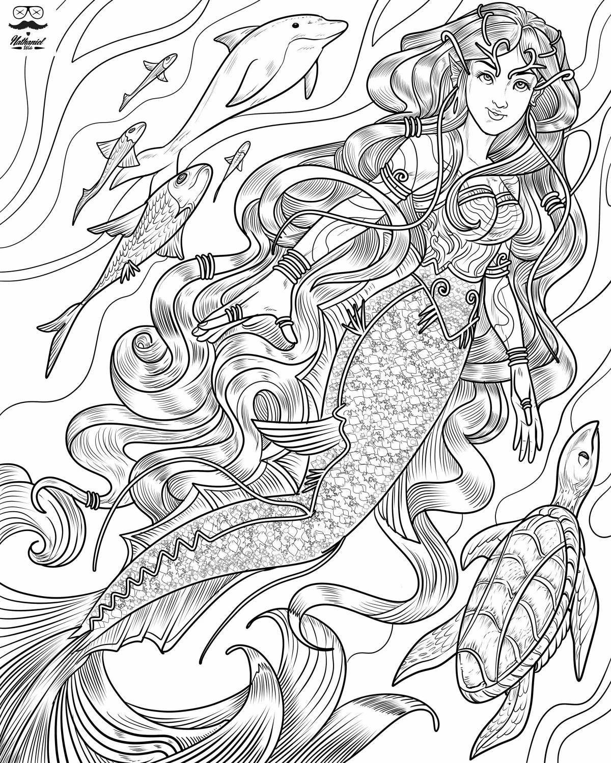 Luxury coloring mermaid complex