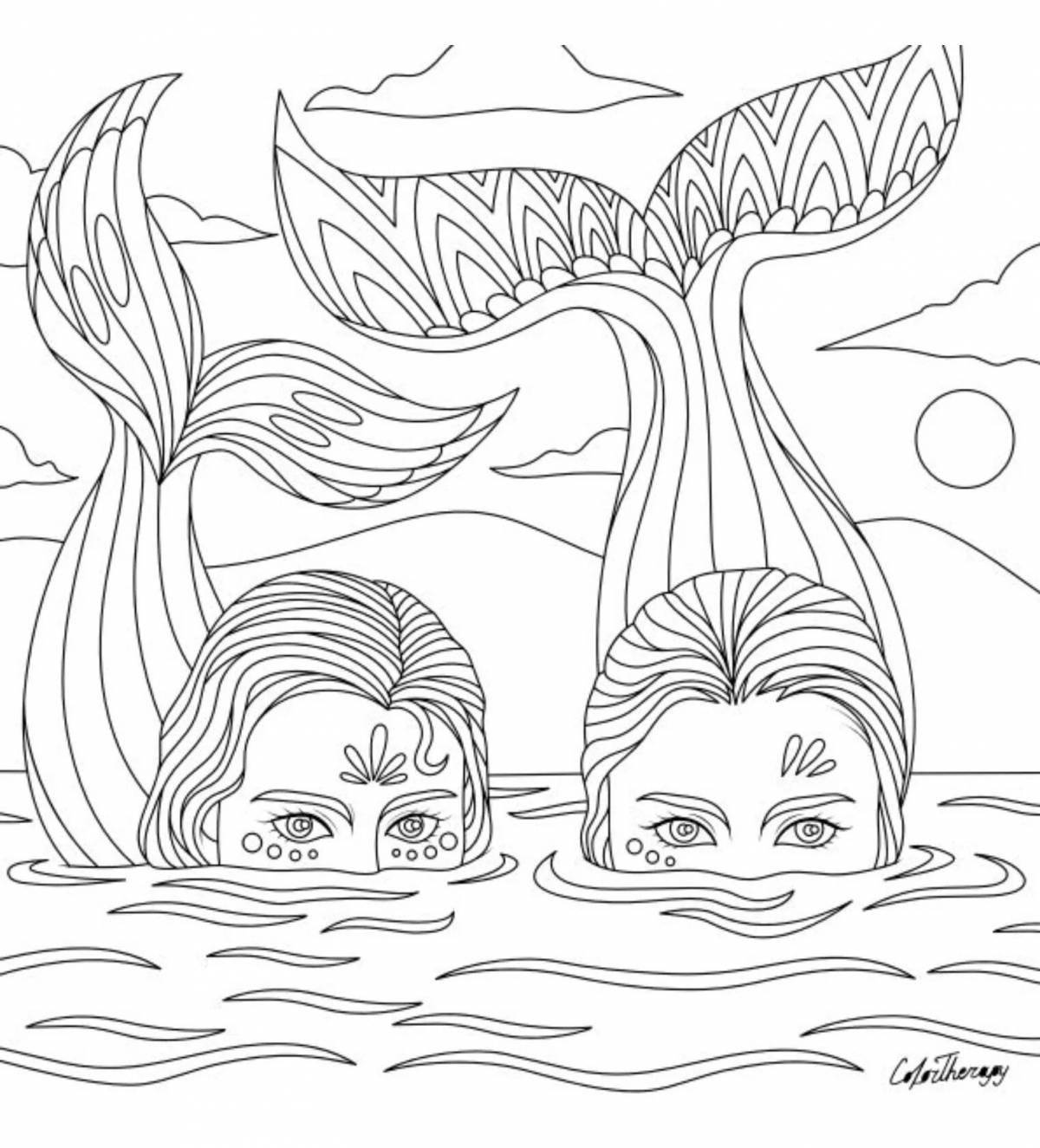 Serene coloring page комплекс русалки