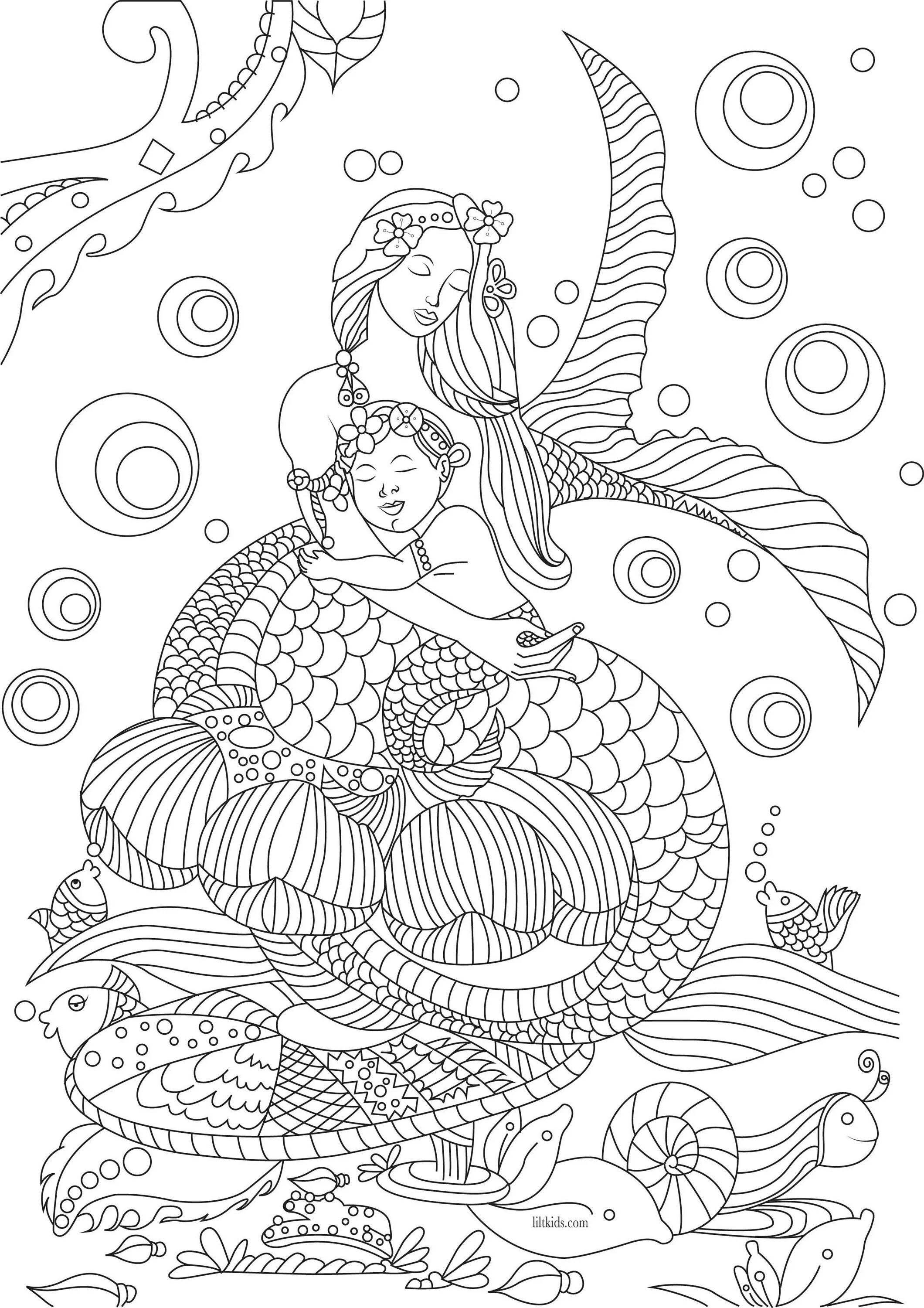 Wonderful coloring mermaid complex