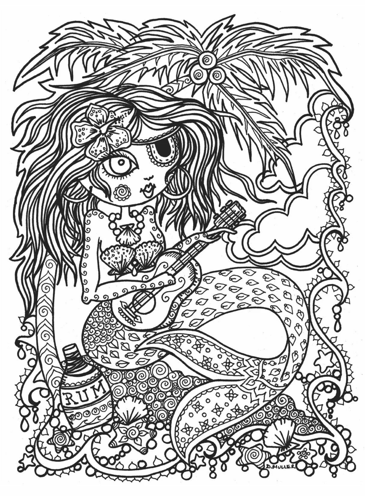 Great coloring mermaid complex