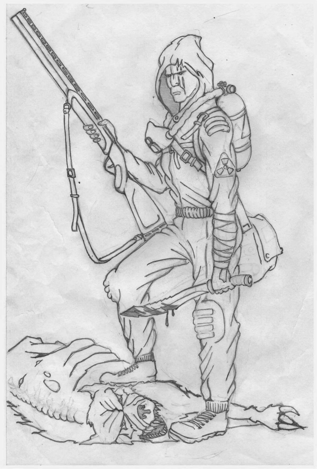 Colorful stalker duty coloring page