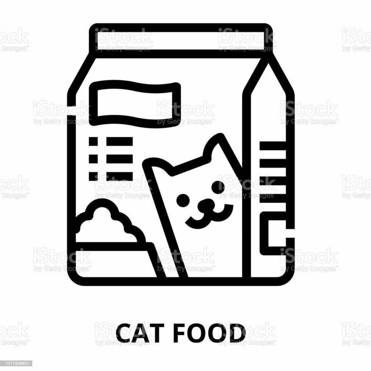 Яркая страница раскраски корма для кошек