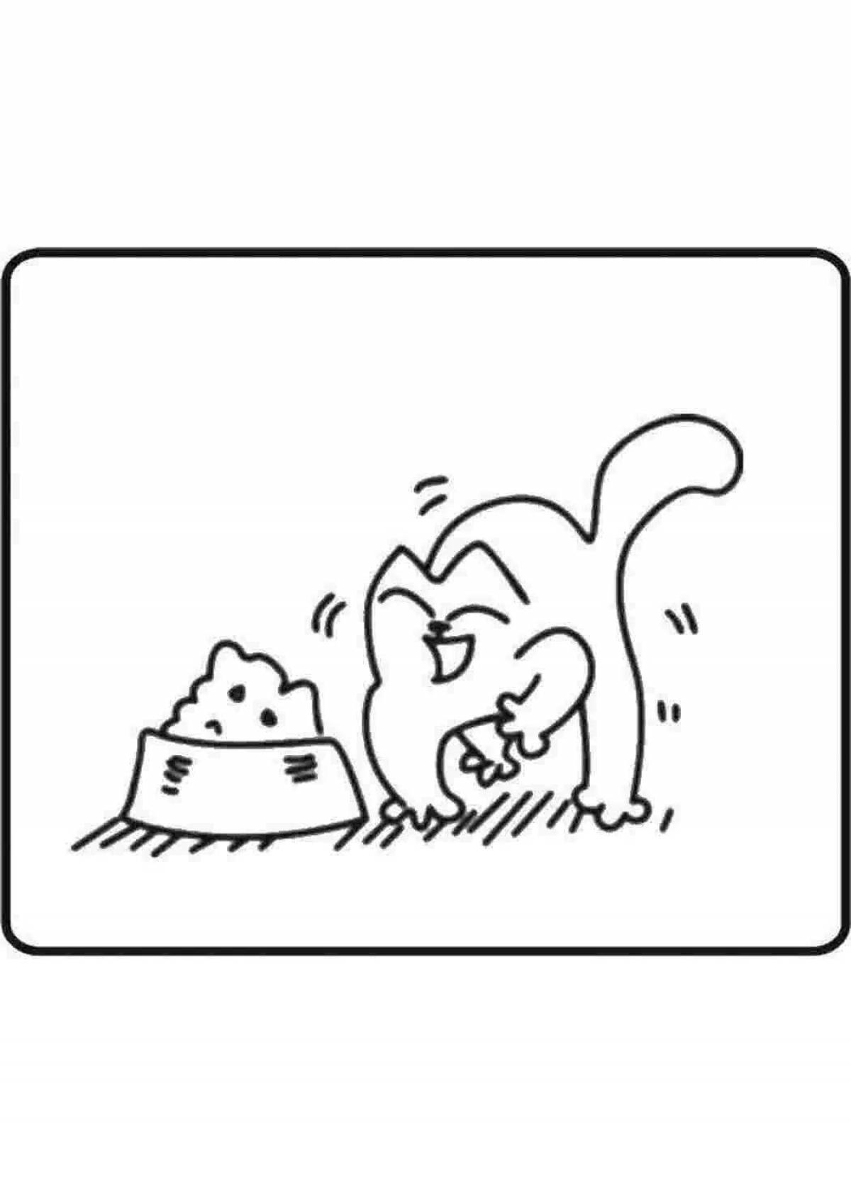 Выдающаяся страница раскраски еды для кошек
